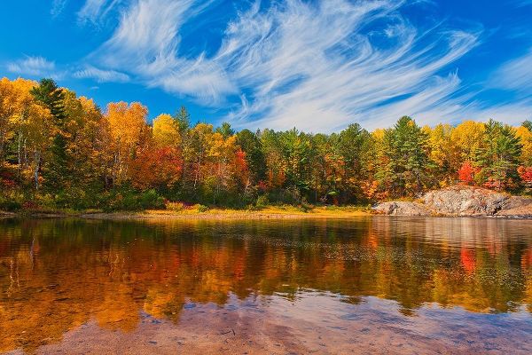 Canada-Ontario-Chutes Provincial Park Reflection on the Aux Sables River in autumn